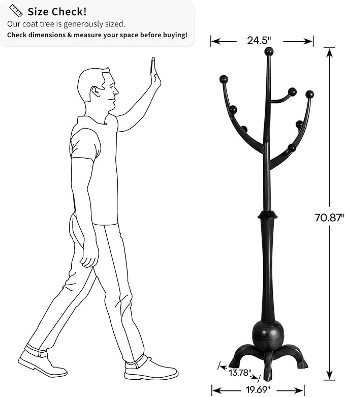 Heavy Duty Coat Rack Freestanding Wood Tree Rack - Image 2