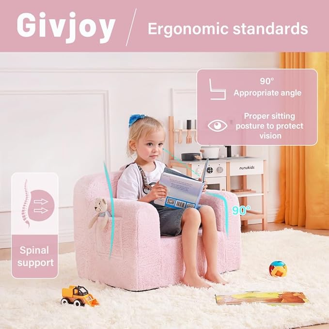 Toddler Chair Plush Kids Couch, Comfy Kids Sofa Toddler Lounger Chair - Image 4