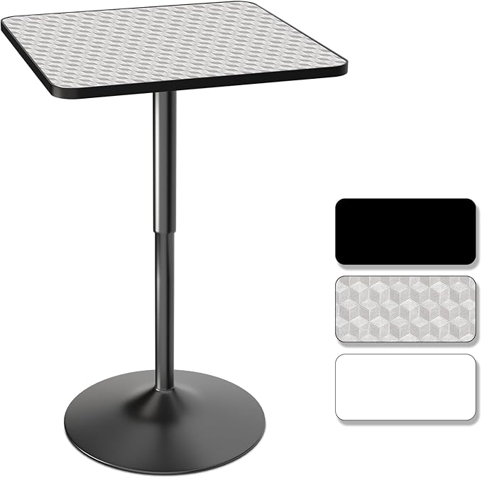 Athena Collection Modern Bar Table Square Top Height Adjustable, Tall Bistro by AthenaCollectionFurniture