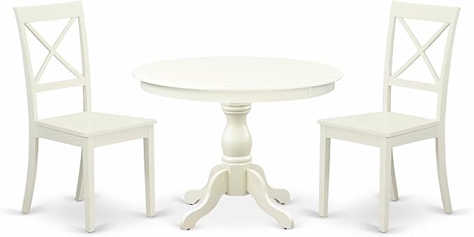 East West Furniture HBBO3-LWH-W 3 Piece Kitchen Table & Chairs Set Contains a by EastWestFurniture