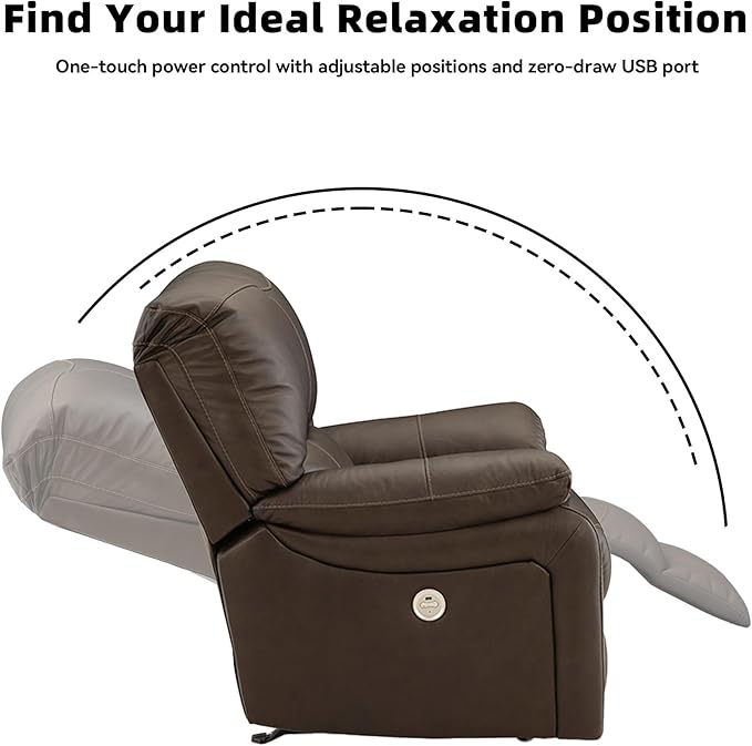 Signature Design by Ashley Leesworth Modern Leather Match Power Reclining Sofa - Image 6