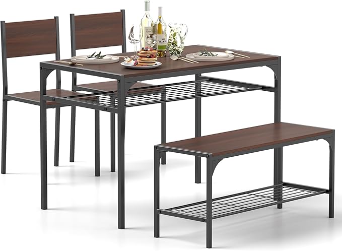 Tangkula Dining Table Set for 4, Kitchen Table and 2 Chairs for 4 by TANGKULA