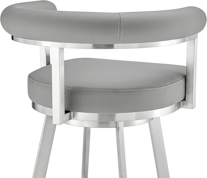 Armen Living Magnolia Swivel Counter Stool in Brushed Stainless Steel - Image 8