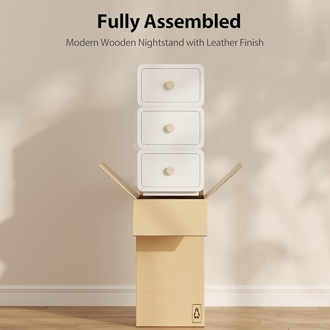 White Night Stand, Narrow Nightstand - Image 7