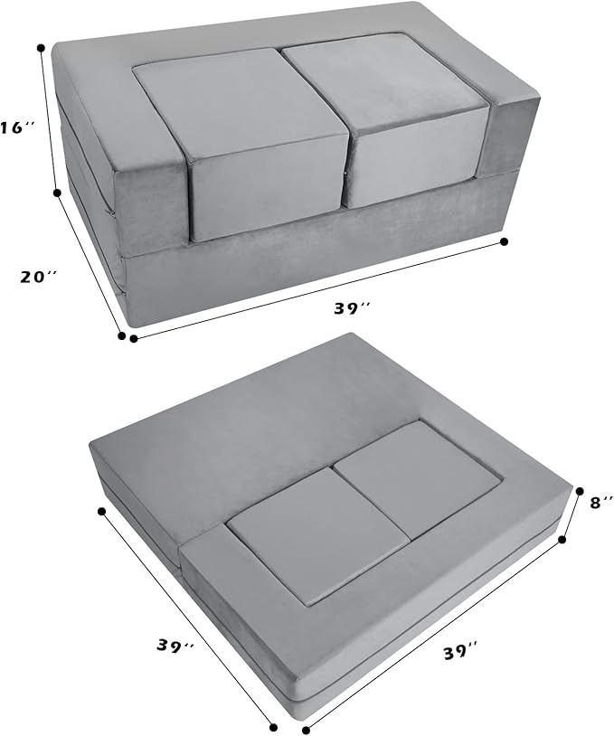 MeMoreCool Modular Kids Play Couch Sofa – Soft Convertible Toddler Couch - Image 3