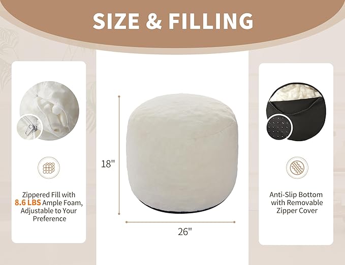 Pouf Ottoman Foot Rest 26"x18" Footstools and Ottomans Small - Image 2