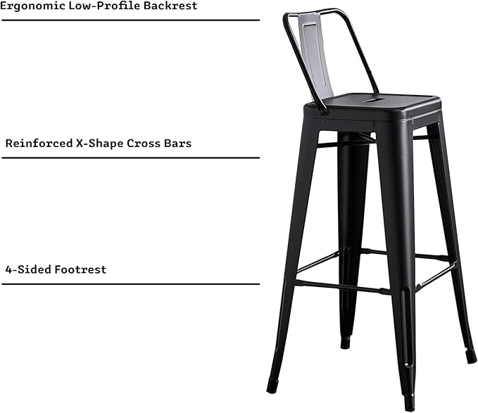 AC Pacific 30” Metal Barstool Set of 4 – Country Rustic Style - Image 5