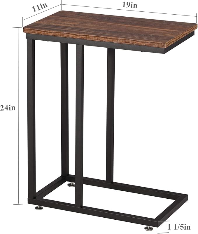 VECELO C Shaped End Side Table for Sofa Couch and Bed Snack TV Tray for Living - Image 7