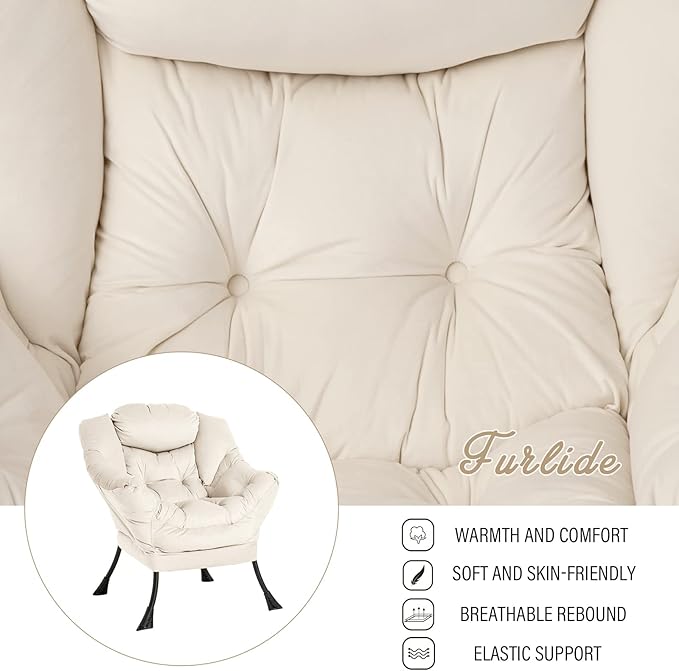 Lazy Chair with Ottoman, Modern Chair with Folding Footrest, Lounge Accent Chair - Image 6