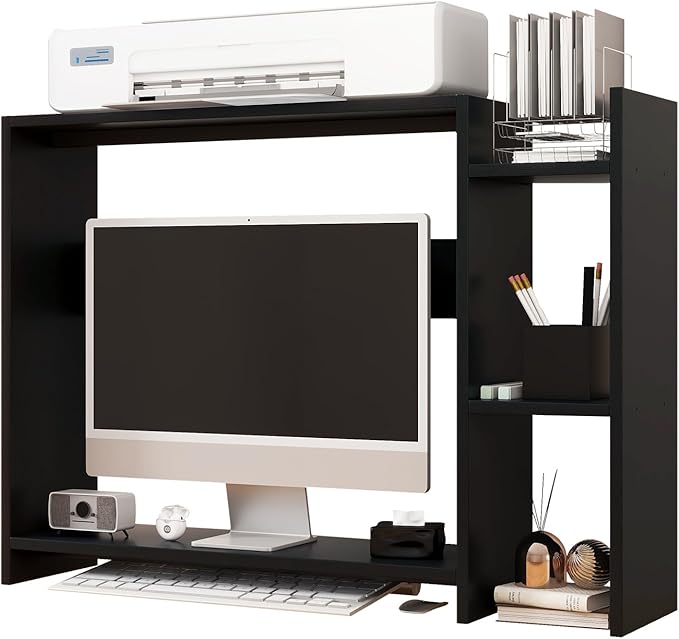IBUYKE Desktop Bookshelf, 36.8" Desktop Organizer Shelf, Wood Desk Hutch by IBUYKE