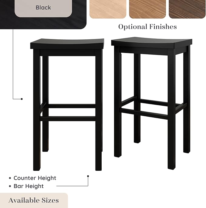 Grain & Grove Smith Collection Set of 2 Solid Wood Bar Stools, 30 inch - Image 6