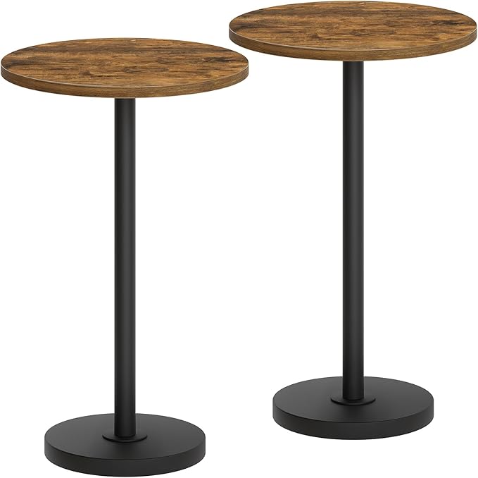 Round Side Table Set of 2, Tall Drink End Table - Image 9