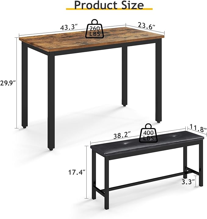 Rovibek Dining Room Table Bench Set - Image 7