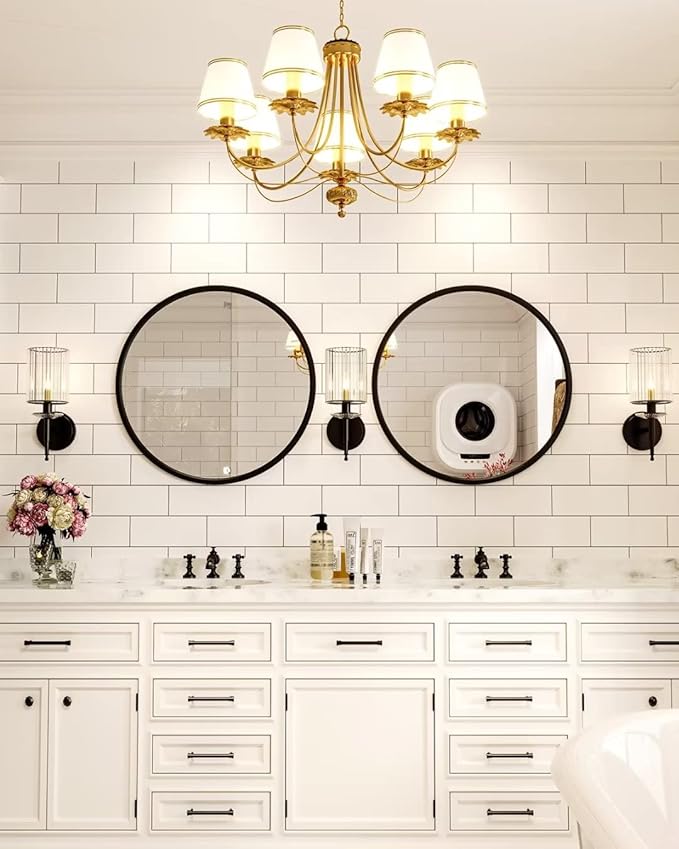 Growsun 30'' Black Round Mirror, Circle Wall Mirror - Image 6