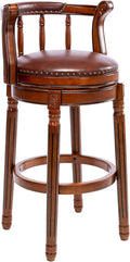 Cow top Leather Wooden Bar Stools, 360 Degree Swivel Bar Height Chair by AULIFE