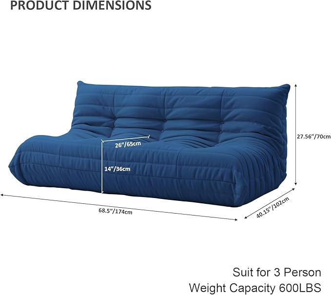 Luxury Sofa Couch Chair, Lazy Floor Seating, Fireside Bean Bag Chair, Ergonomic - Image 2