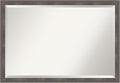 Amanti Art Grey Wall Mirror 27x39 Pinstripe Lead Grey Rectangle Bathroom Mirror by AmantiArt