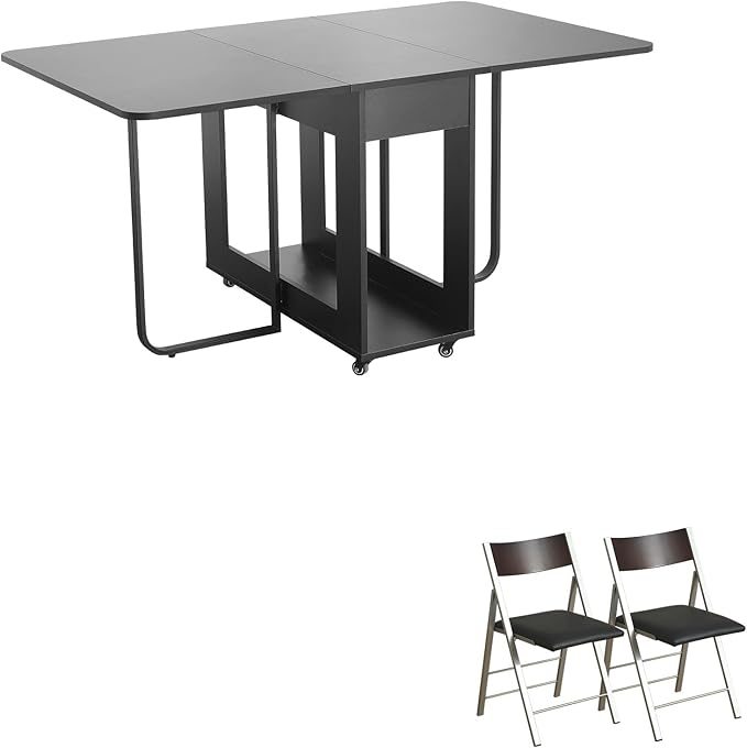 Folding table and chair set, dining table by Unknown