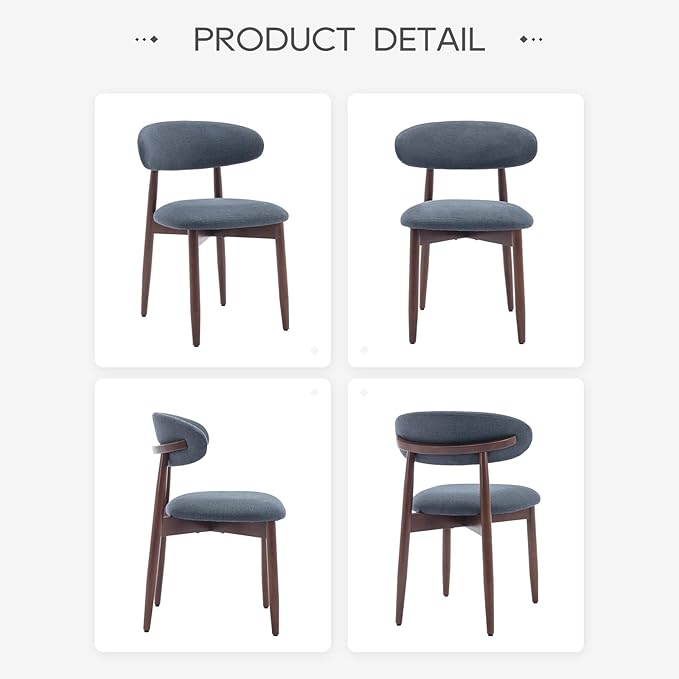 COLAMY Wooden Dining Chairs Set of 6, Modern Fabric Upholstered Dining Room - Image 9