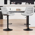 Kidol & Shellder Bar Stools Set of 2 Adjustable Swivel Gray, PU Leather by KidolShellder