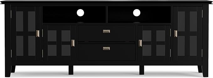 SIMPLIHOME Artisan SOLID WOOD 72 Inch Wide Transitional TV Media Stand in Black - Image 5