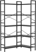 Black Corner Bookshelf, 5 Tiers Corner Bookcase by Lazyvan