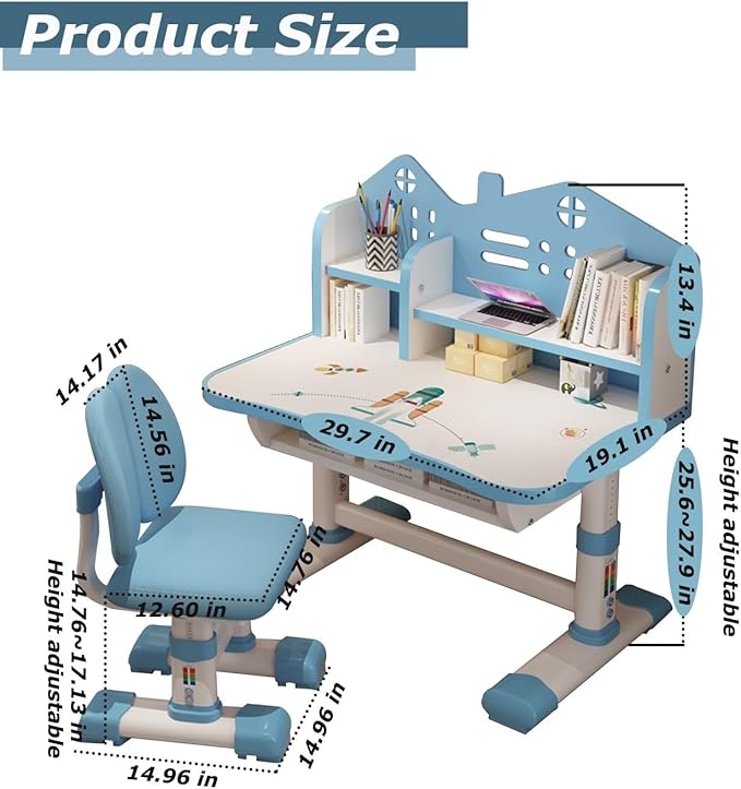 Kids' Table Chair Sets, Kids' Desks Chair, Children Study Desk Writing Table - Image 2