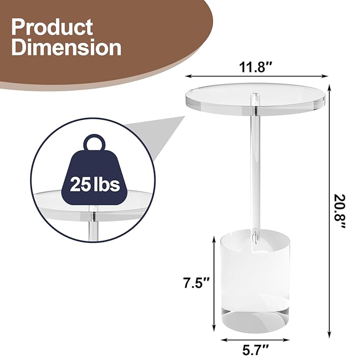 Acrylic End Table, Modern Minimalist Acrylic Side Tables, Drink Table - Image 3