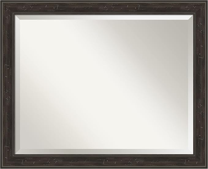 Amanti Art Brown Wall Mirror 26x32 Shipwreck Greywash Narrow Rectangle Bathroom by AmantiArt