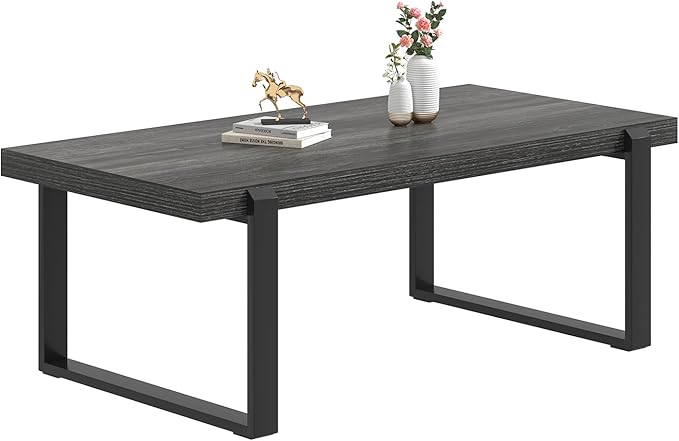 FOLUBAN Industrial Coffee Table, Rustic Wood and Metal Center Table, Modern - Image 8