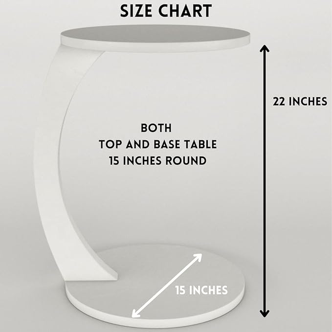C Shaped End Table for Couch Small Places, Space Saver Round Side Table for - Image 2