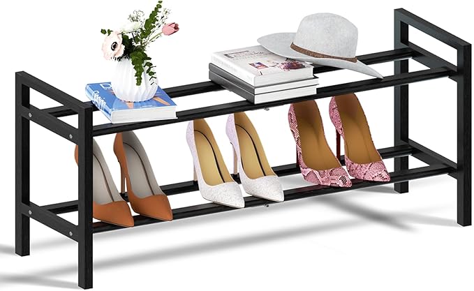 Haddockway Bamboo Shoe Rack for Closet, Free Standing Shoe Organizer by Haddockway