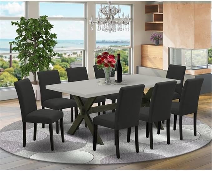 East West Furniture X697AB624-9 9 Piece Dining Room Table Set Includes a - Image 2