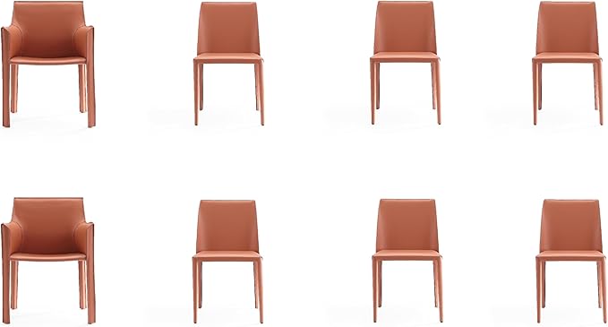 Manhattan Comfort Paris 8-Piece Leather Dining Chair and Armchair Set, by ManhattanComfort