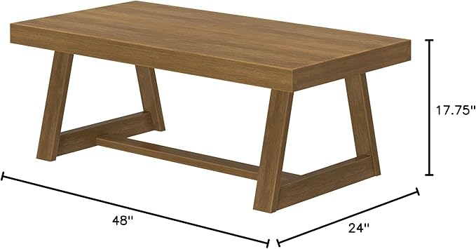 Plank+Beam Classic Rectangular Coffee Table, 48 Inch Farmhouse Coffee Table - Image 2