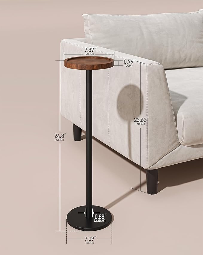 Drink Table, Small Pedestal Side Table, Round Cocktail Table, Circle End Table - Image 3