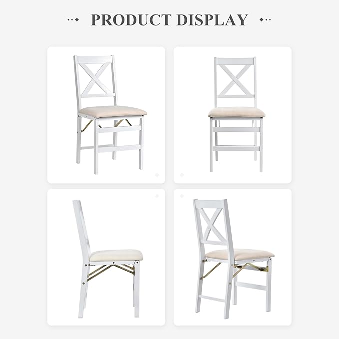 COLAMY Folding Dining Chairs Set of 6 – White Wooden Dining Room Chairs - Image 8