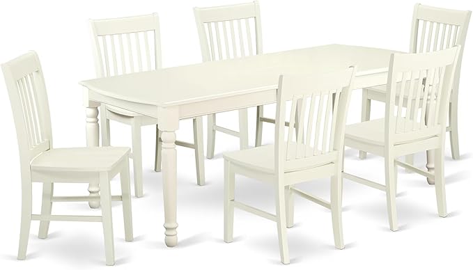 East West Furniture DONO7-LWH-W 7 Piece Dining Set Consist of a Rectangle by EastWestFurniture