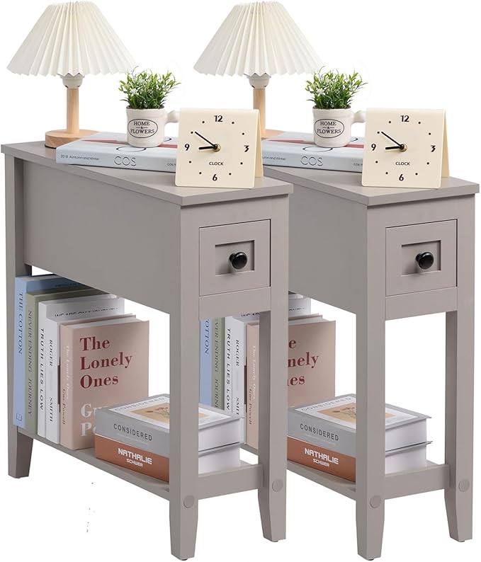 Gery 2 Pack Chairside Narrow End Table by LUSUOWLZ