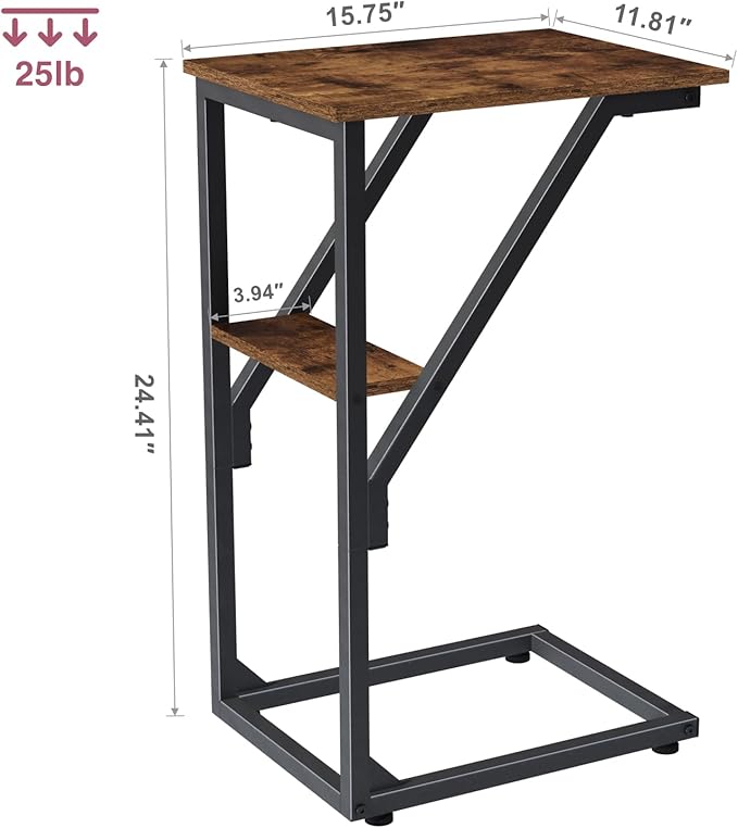 C-Shaped End Table, Small Side Table - Image 3