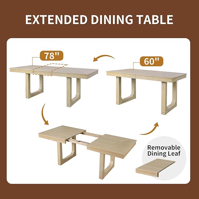 Merax 7 Piece Extendable Wooden Dining Table Set, Farmhouse Extendable - Image 3