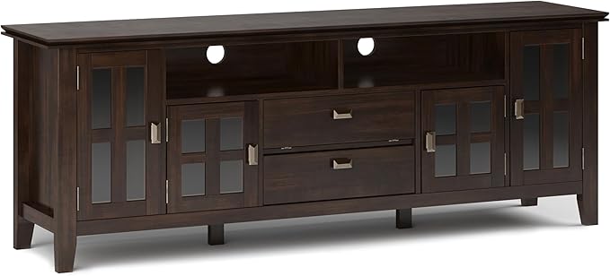 SIMPLIHOME Artisan SOLID WOOD 72 inch Wide Transitional TV Media Stand in by SimpliHome