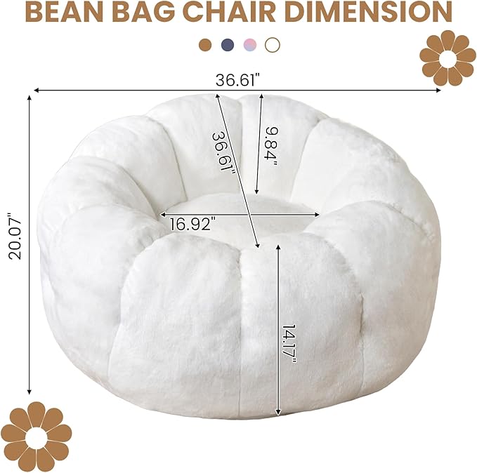 Bean Bag Chairs for Adults, Faux Fur Reading Chair - Image 2