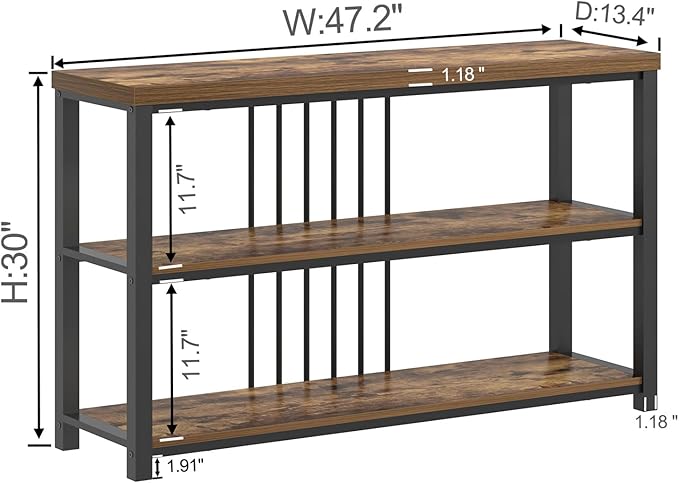 FOLUBAN Industrial Console Table, 3 Tier Entryway Table, Sofa Foyer Table - Image 2