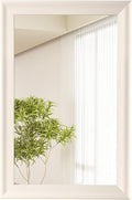 CULER White Wood Wall Mirror for Bathroom, Rectangle Rustic Beige 24 x 36 inch by Culer