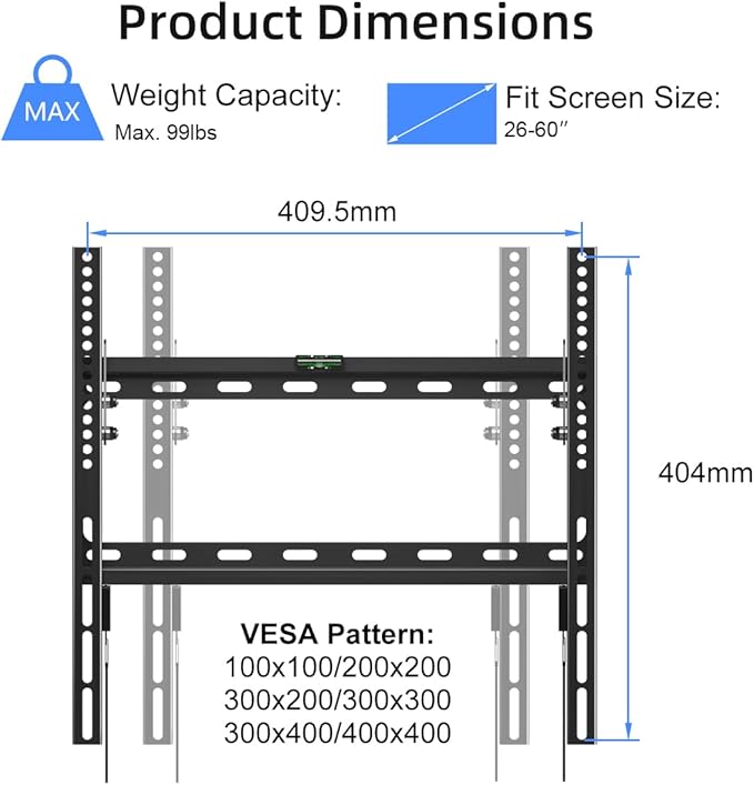Suptek Tilt TV Wall Mount for Most 26-60 inch LED, LCD and Plasma TV, Max - Image 2