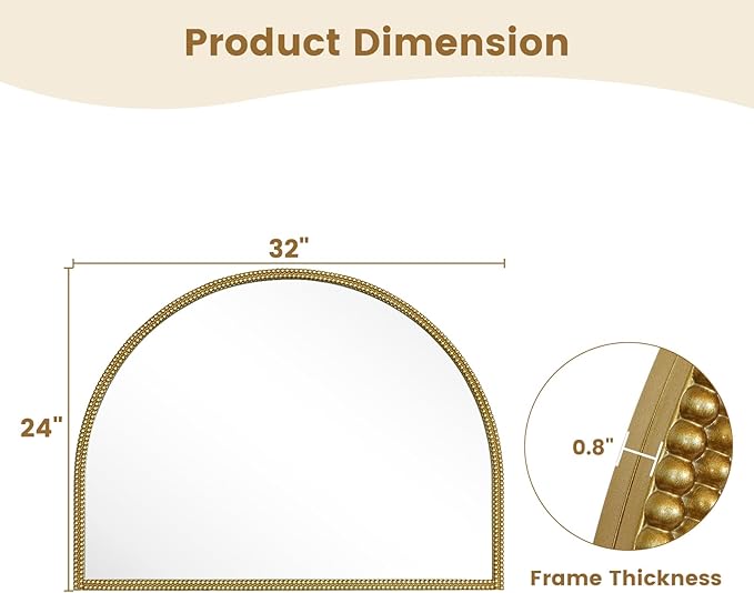 WallBeyond Gold Vintage Mirror for Vanity 32x24 Inch, Living Room - Image 7