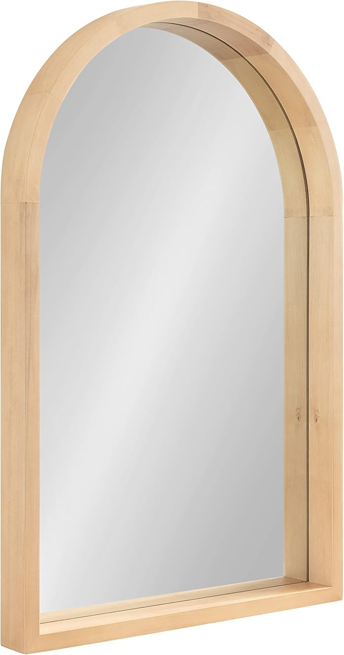Kate and Laurel Hutton Farmhouse Wood Arched Mirror; 20 x 30; Natural Wood; by KateandLaurel