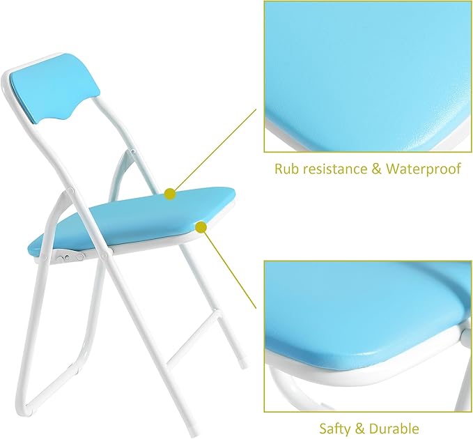 VECELO Kids Folding Activity Table and Chairs 5 Pcs Set, - Image 6