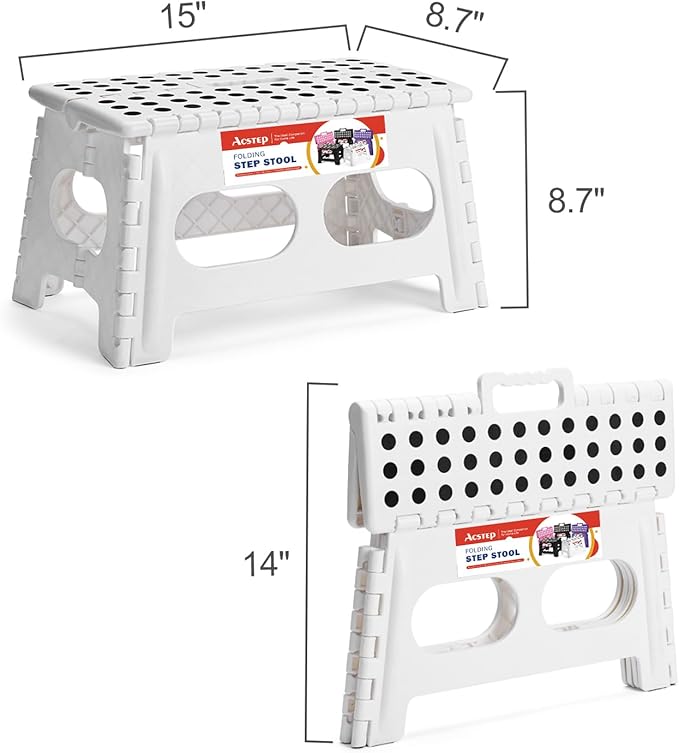 ACSTEP Folding Step Stool 9 Inch, 15-Inch Extra Wide Heavy Duty Stepping Stool - Image 4